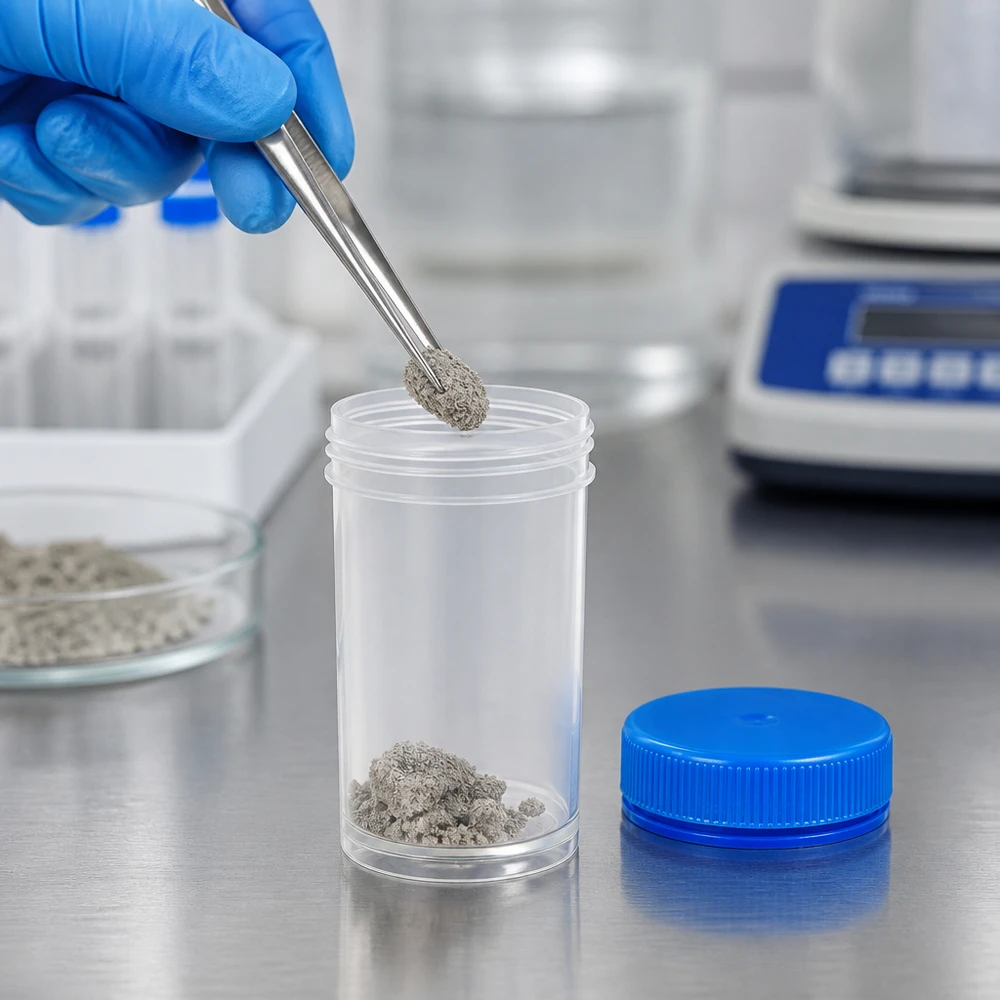 Kunststoffdose 50ml mit blauem Deckel für Laborproben Pathogefäss transparent professioneller Einsatz