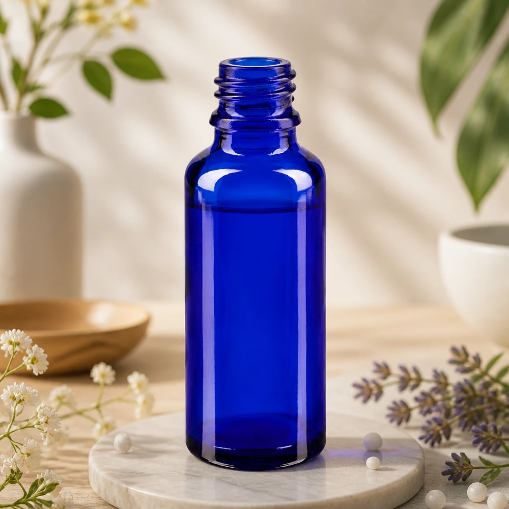 30ml Apothekerflasche aus blauem Glas ApoGlas für pharmazeutische und gewerbliche Abfüllung