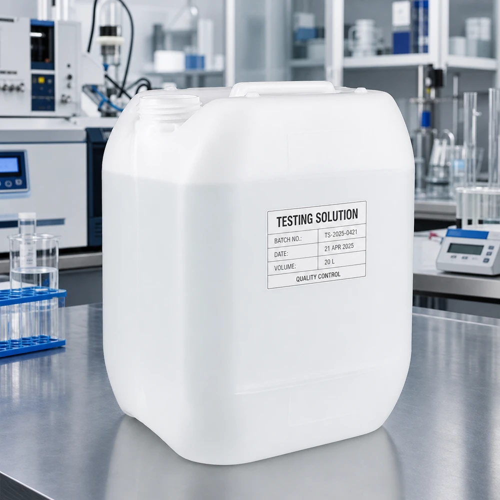 Weißer 10-Liter-Kunststoffkanister aus HDPE für gewerblichen Einsatz in Labor und Industrie