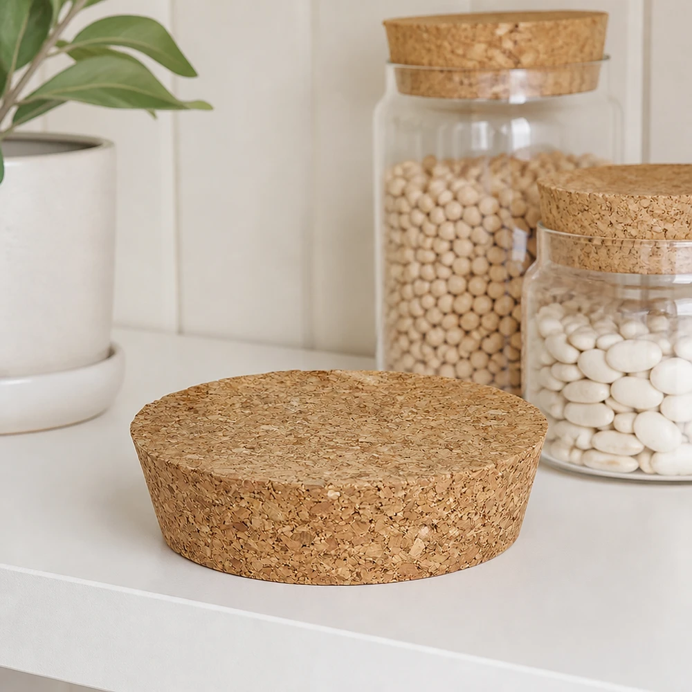 WECK RR80 Korken Naturkork in minimalistischer weißer Küche mit Vorratsgläsern Hülsenfrüchte Bohnen moderne Aufbewahrung