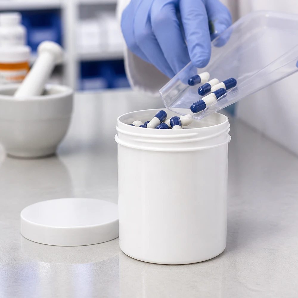 Salbenkruke 30g weiß mit weißem Schraubdeckel (Polypropylen) Weiße PP-Salbenkruke 30ml mit Schraubdeckel für pharmazeutischen und kosmetischen Fachbedarf