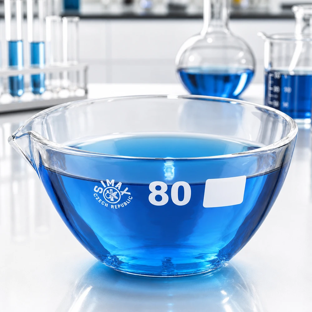 90ml Abdampfschale mit Ausguss Borosilikat ø80mm 90ml Abdampfschale Borosilikat mit Ausguss ø80mm für professionelle Laboranwendungen bei Pacadura