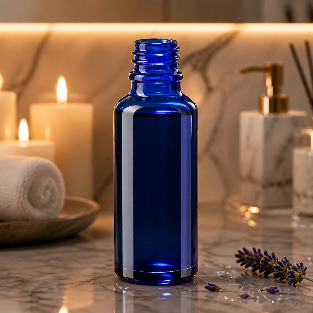 30ml blaue Apothekerflasche ApoGlas aus Braunglas für professionelle Abfüllung im Fachhandel