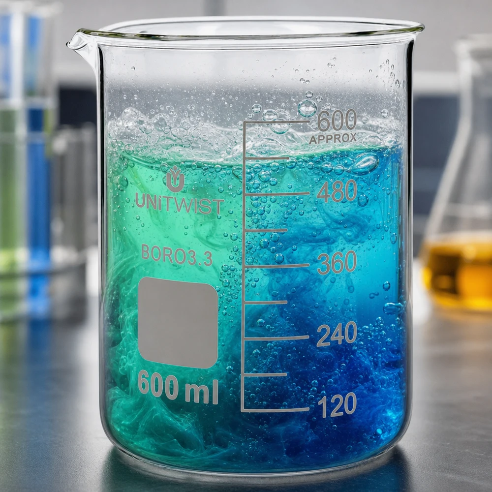 Becherglas 600ml Borosilikat niedrige Form UNiTWIST für professionellen Laboreinsatz BORO 3.3