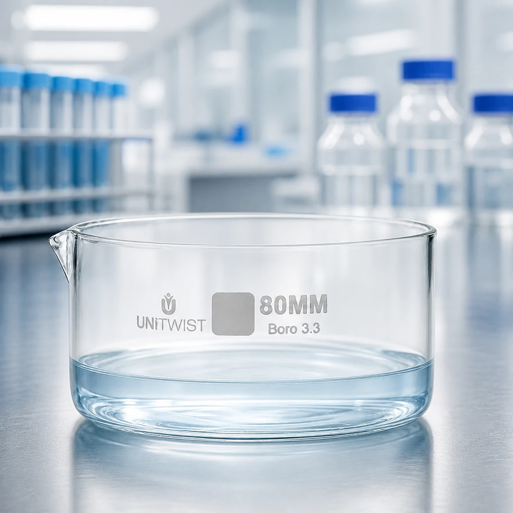 Kristallisierschale 80mm Borosilikatglas 3.3 UNiTWIST für Labor und Gewerbe hitzebeständig chemikalienresistent