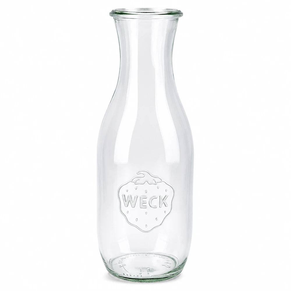 1062ml Saftflasche WECK RR60 WECK Saftflasche 1062ml RR60 aus klarem Glas mit eingeprägtem Logo und breiter Öffnung für Säfte und Getränke