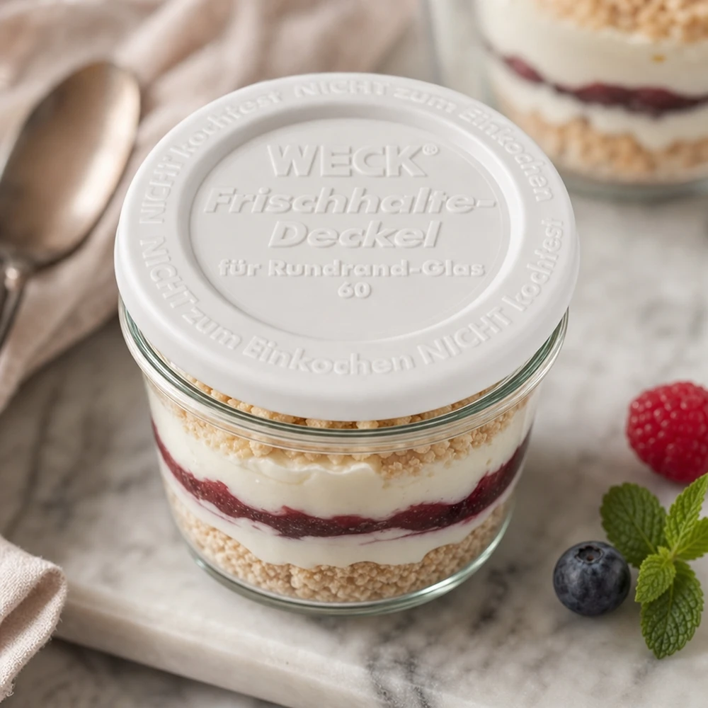 WECK Frischhaltedeckel RR60 WECK Frischhaltedeckel RR60 Dessertglas Schichtdessert luftdichte Abdeckung Gastronomie Portionierung 60mm