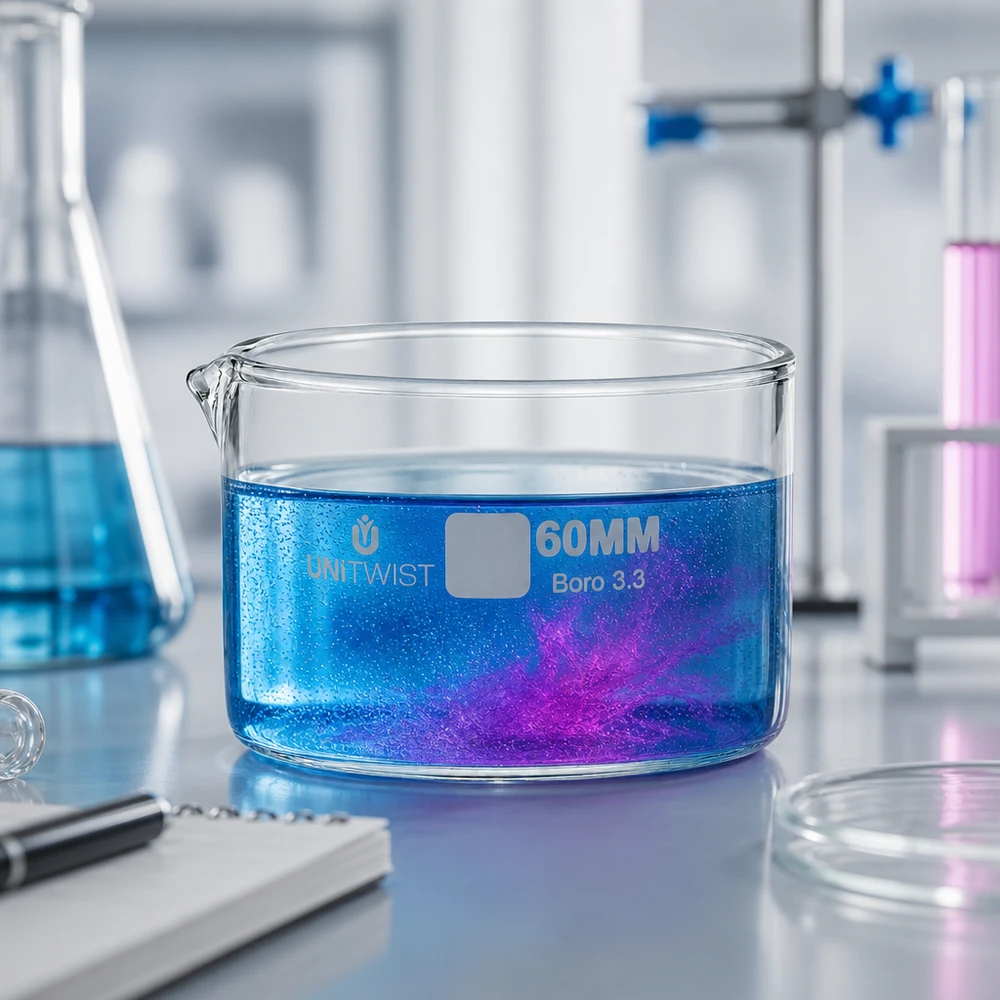 Kristallisierschale 60mm Borosilikatglas Boro 3.3 UNiTWIST Labor Chemie gewerblich Pacadura