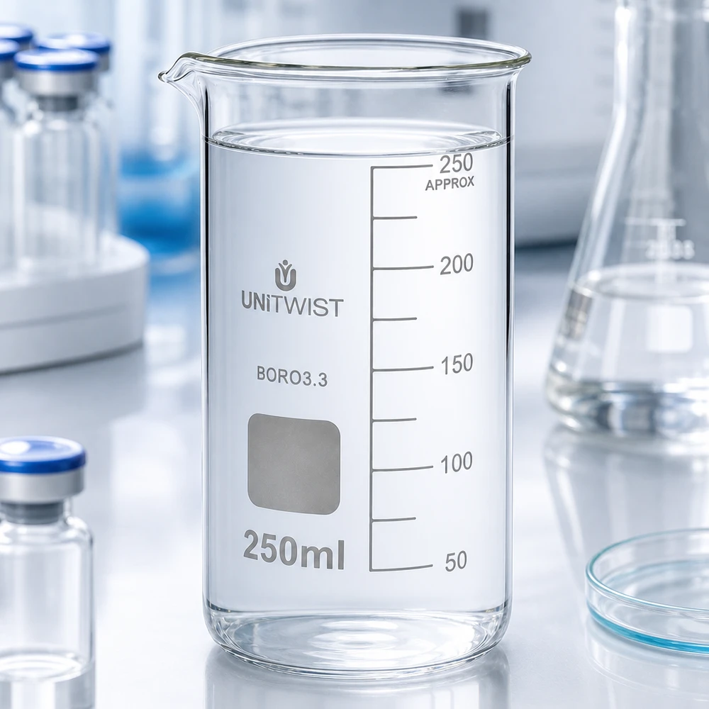 Becherglas 250ml Borosilikat, hohe Form UNiTWIST Becherglas 250ml hohe Form Borosilikat 3.3 UNITWIST für Labor und Gewerbe Pacadura