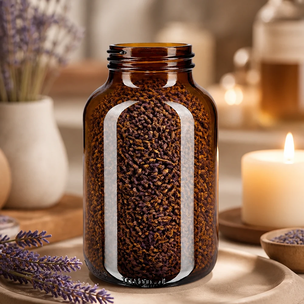 1000ml Weithalsflasche Braunglas 1000ml Braunglas Weithalsflasche für professionelle Lagerung von Gewürzen und Kräutern im Fachhandel