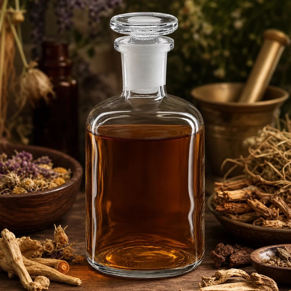 Rundschulterflasche 100ml klar Enghals Glasstopfen Rundschulterflasche 100ml Klarglas Enghals mit Glasstopfen für Labor Pharmazie und Naturheilkunde