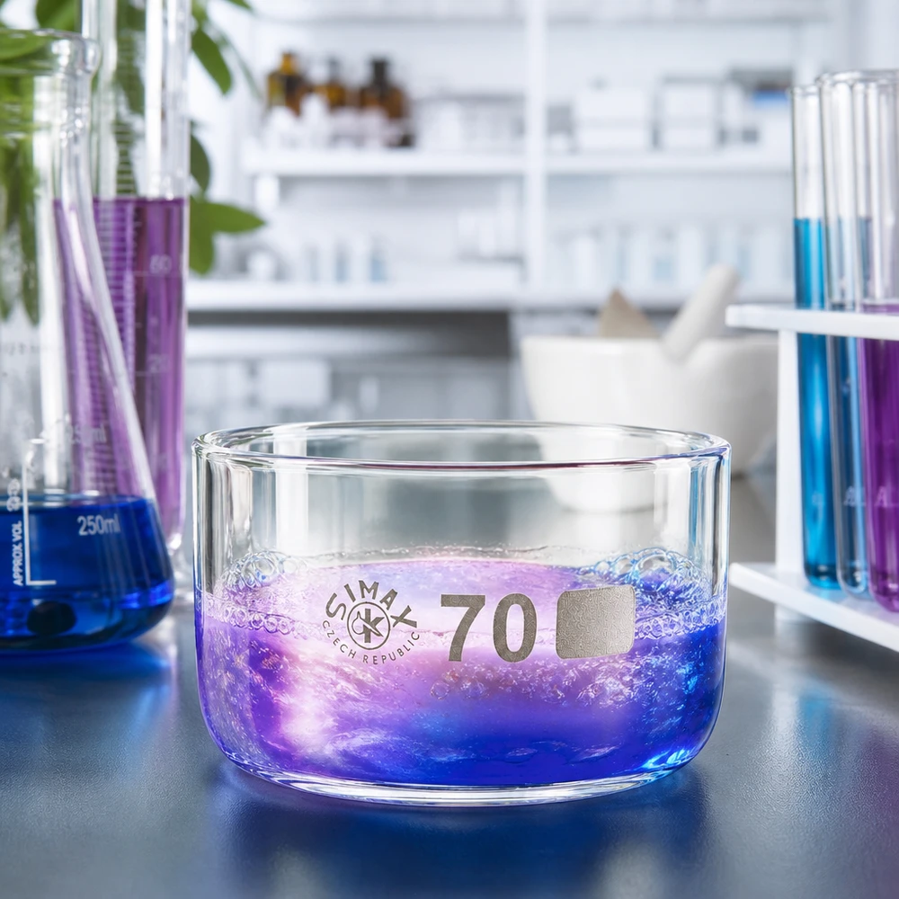 Kristallisierschale 100ml Borosilikatglas ø70mm ohne Ausguss für Labor und Gewerbe SIMAX