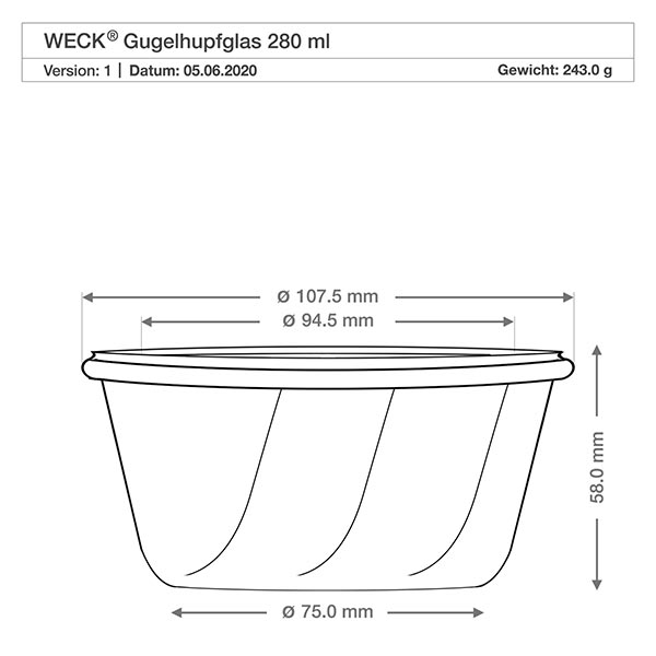 280ml Gugelhupfglas WECK RR10