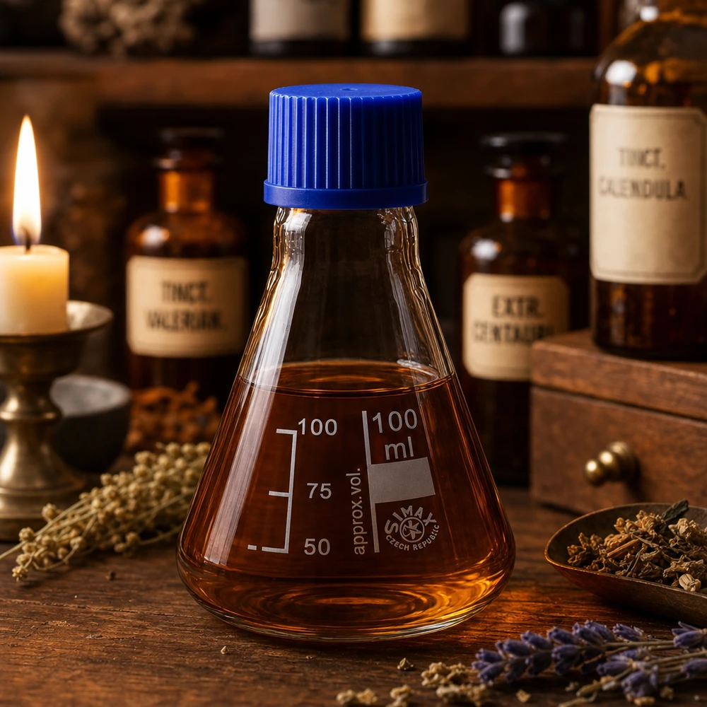 Erlenmeyerkolben 100ml mit Schraubkappe Erlenmeyerkolben 100ml Borosilikatglas mit blauer Schraubkappe für Labor und Gewerbe bei Pacadura.de