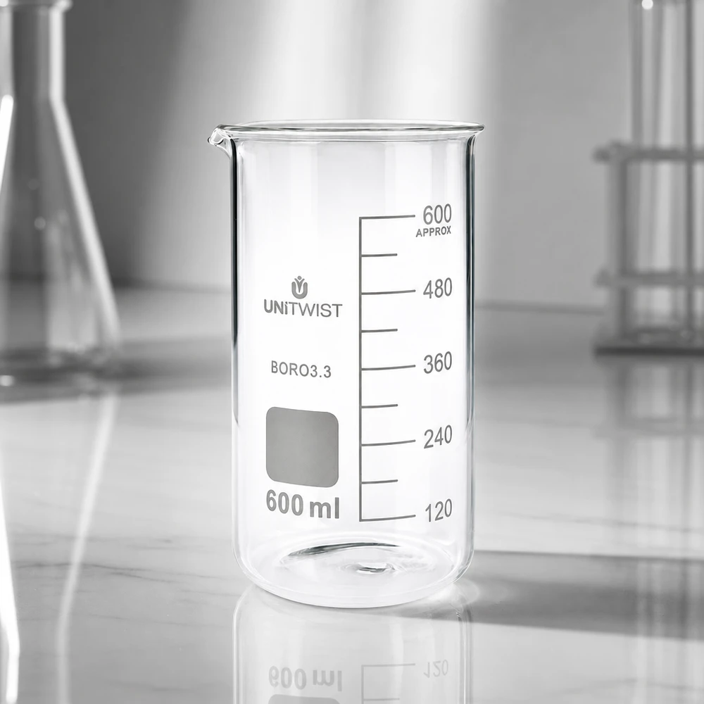 Becherglas 600ml hohe Form Borosilikat 3.3 UNITWIST für professionellen Laboreinsatz graduiert