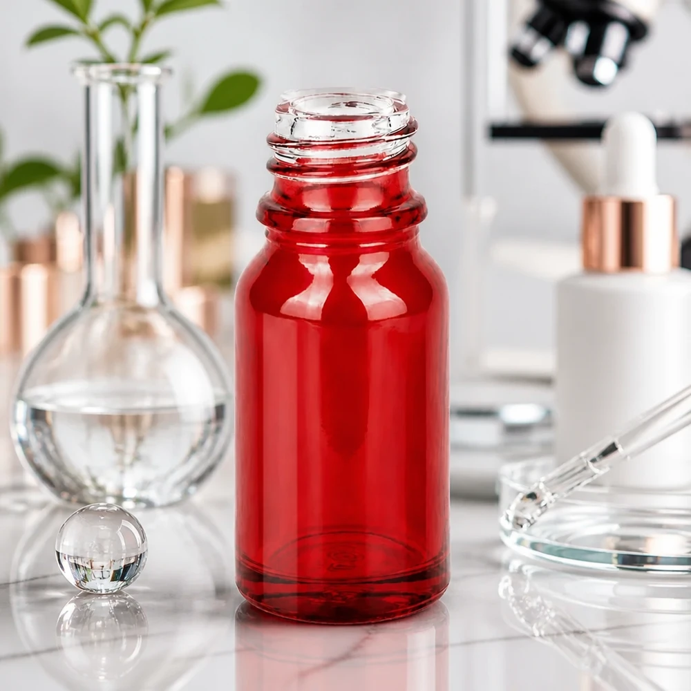 10ml Apothekenflasche RedLine UT18/10 UNiTWIST 10ml Apothekenflasche RedLine UT18/10 UNiTWIST Glas rot für professionelle Anwendung Pacadura Fachhandel