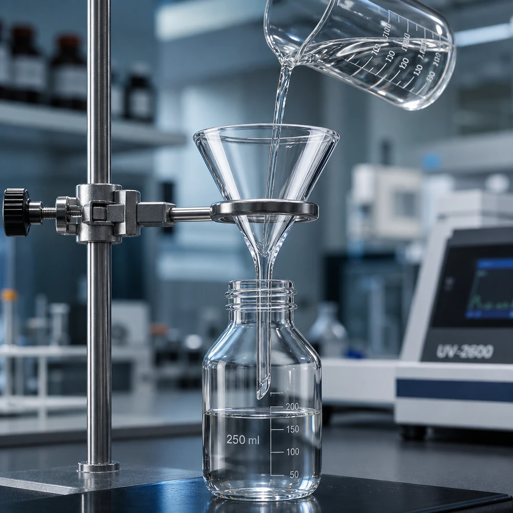 Trichter ø40mm Kalk-Soda, Winkel 60°, Kurzstil Labortrichter Kalk-Soda-Glas 40mm Durchmesser 60° Winkel Kurzstiel für professionelle Filtration im Labor