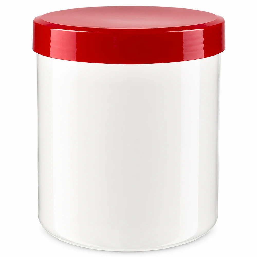 Salbenkruke 10g weiß PP-Kunststoff mit rotem Schraubdeckel für professionelle Abfüllung Pharmazie Kosmetik