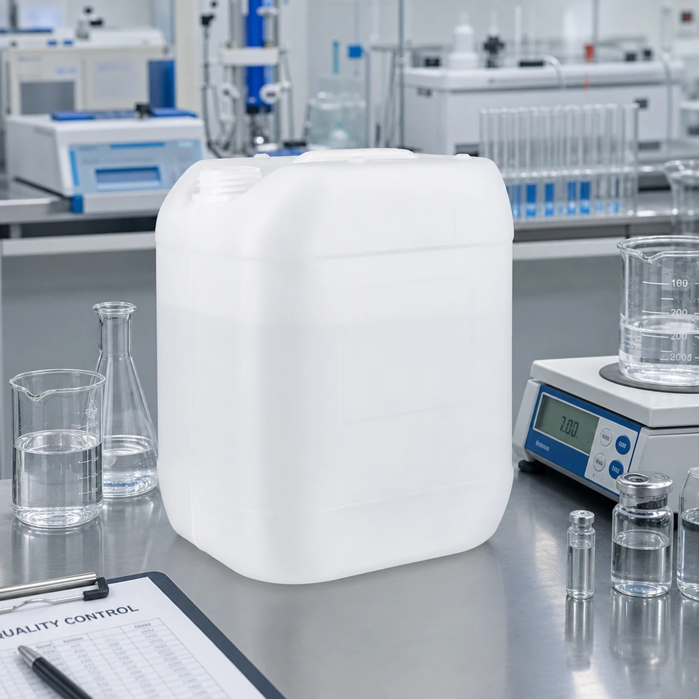 Weißer HDPE-Kanister 20 Liter ohne Verschluss für professionellen Laboreinsatz bei Pacadura.de