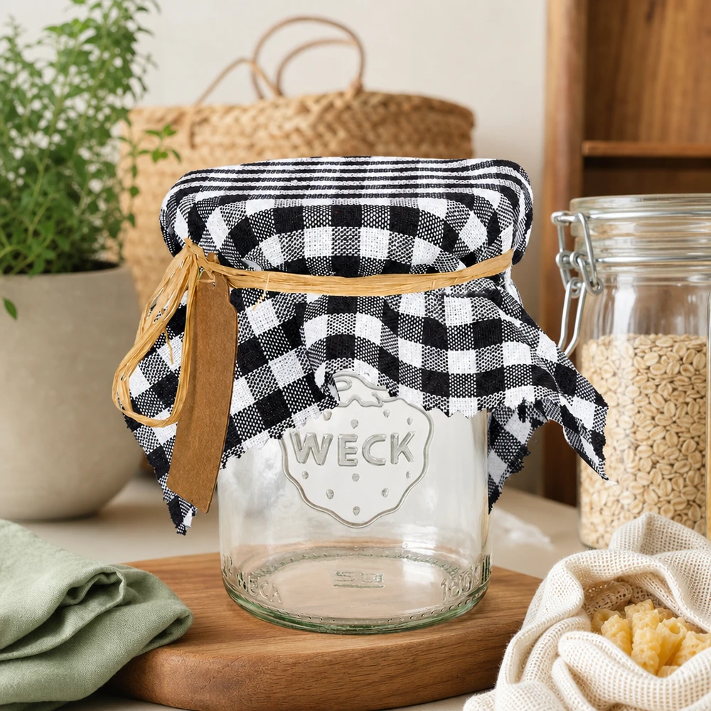 Stoff Schmuckdeckchen schwarz-kariert 15cm eckig