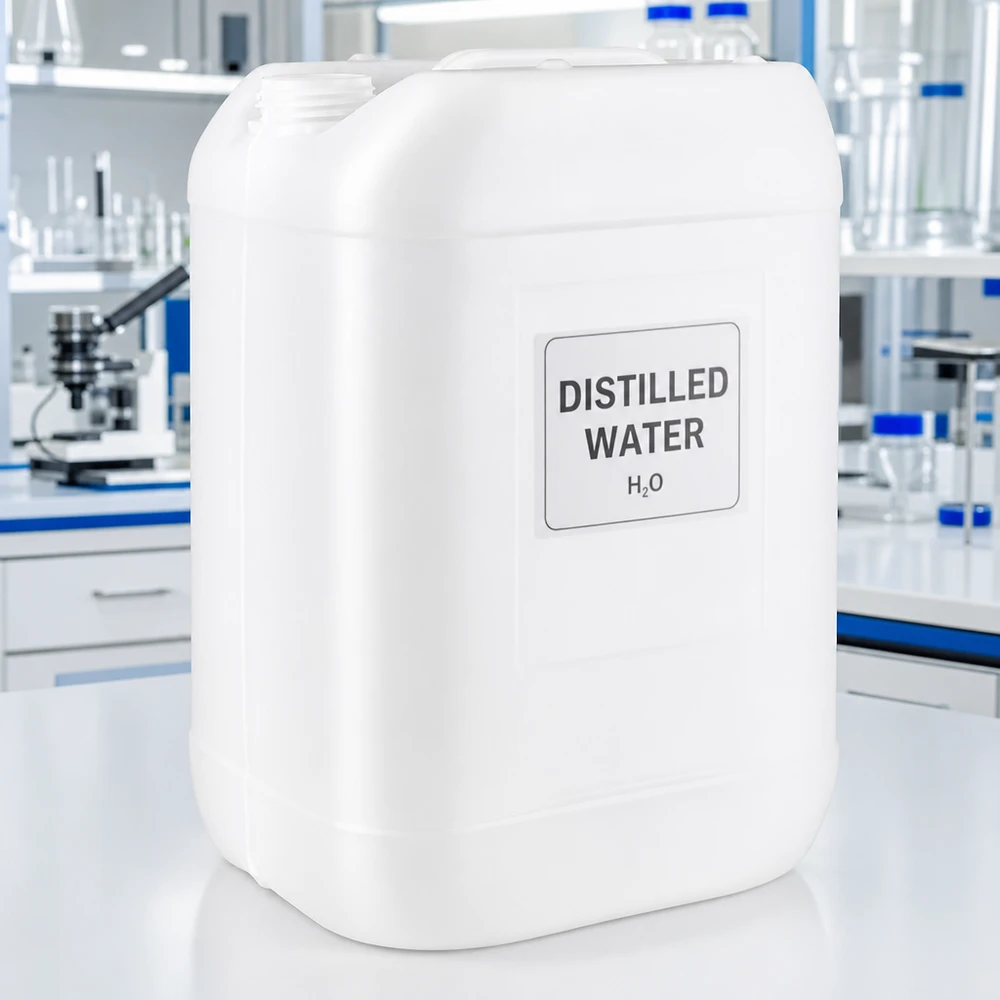 Weißer 25-Liter-Kunststoffkanister für destilliertes Wasser H2O professioneller Laboreinsatz Pacadura