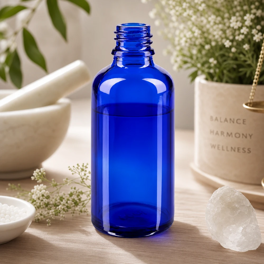 50ml blaue Apothekenflasche ApoGlas für professionelle Anwendung Kosmetik Pharmazie Aromatherapie Gewerbebedarf