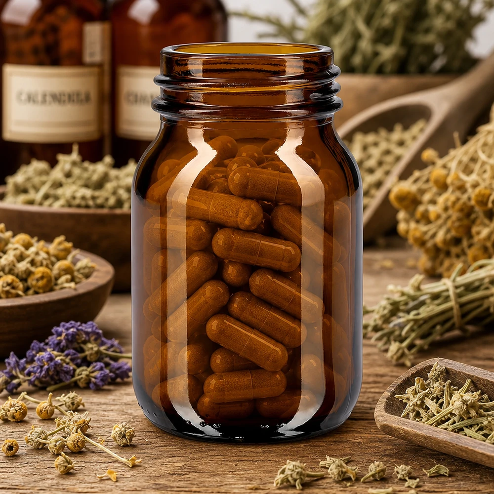 75ml Braunglas Weithalsflasche DIN 40 für professionelle Lagerung von Kapseln und Pharmazeutika bei Pacadura