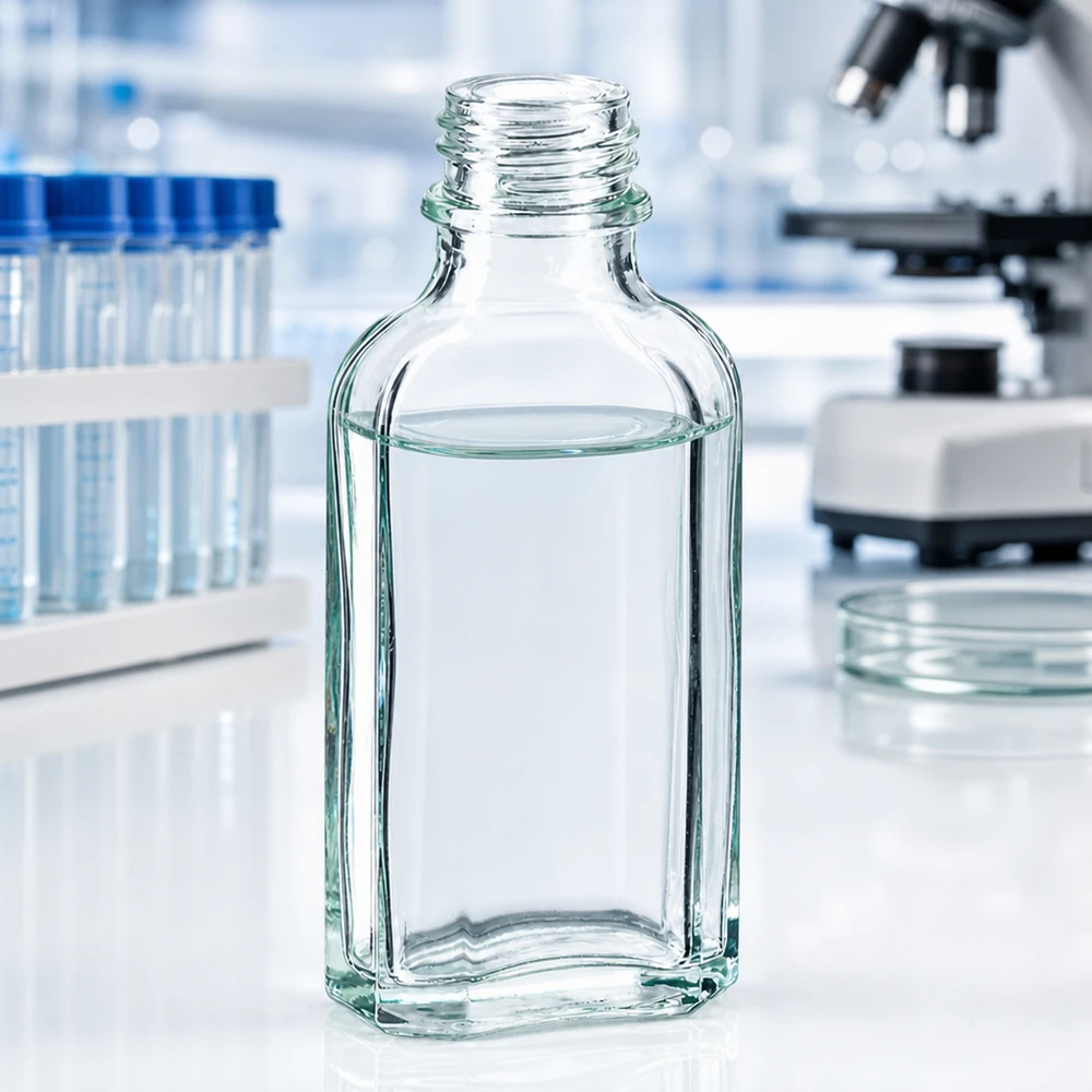 50 ml Meplatflasche klar DIN22 aus Glas für professionellen Laboreinsatz im Fachhandel